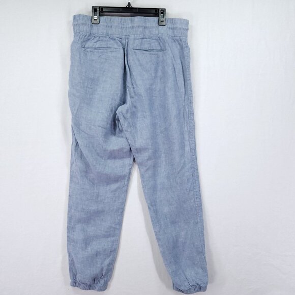 Athleta Cabo Linen Jogger Size 8 Pants Elastic Waist Drawstring Zip Pockets - Picture 2 of 13